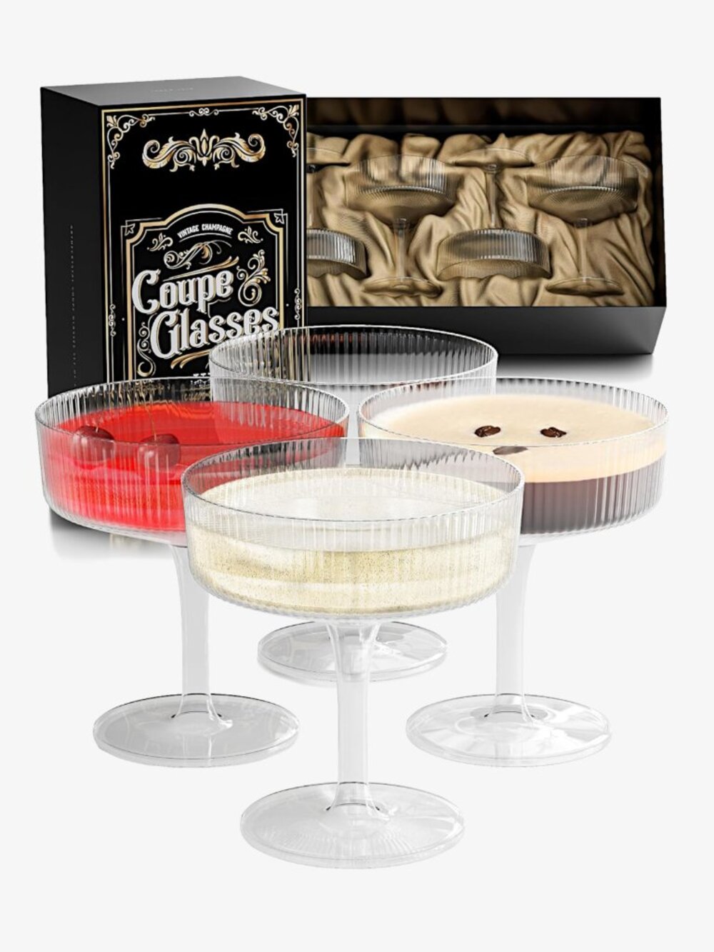 Artdecrystal Vintage-style Coupe Glasses, Set of 4